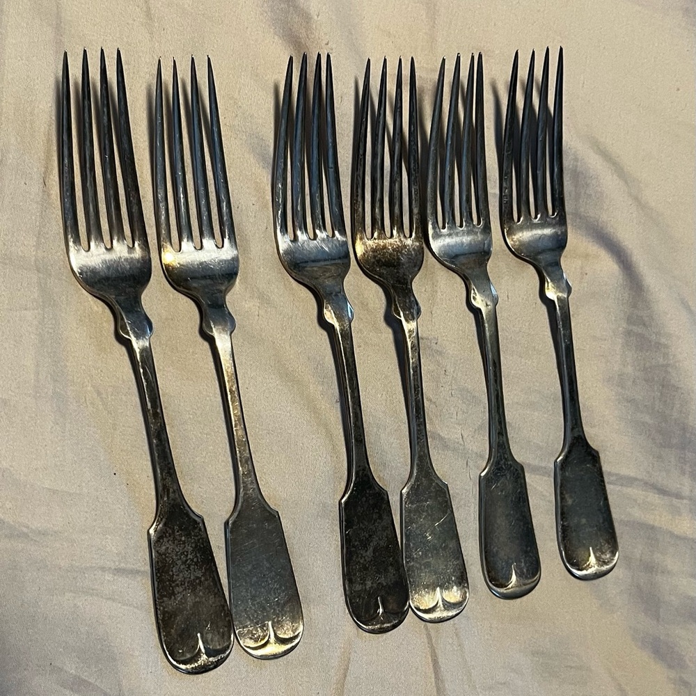 Antique Stainless Steel Dining Forks - Set of 6